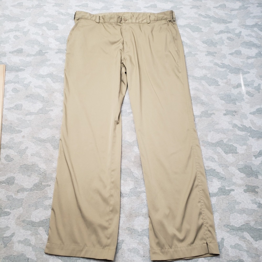 Nike Golf Pants Mens 38x32 Tan Straight Leg Embroidered Logo Dri-Fit Preppy